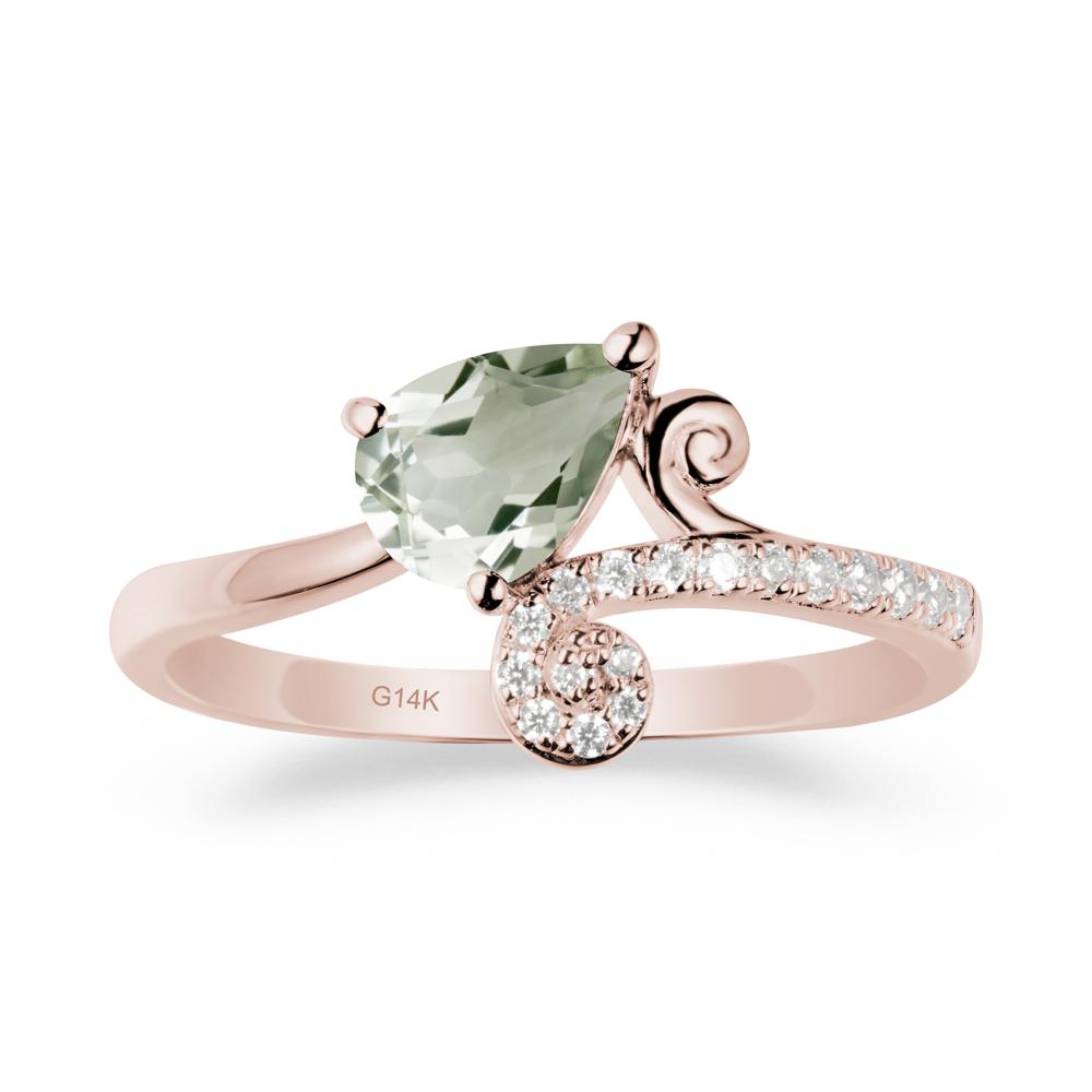 Teardrop Green Amethyst Swirl Ring - LUO Jewelry #metal_14k rose gold