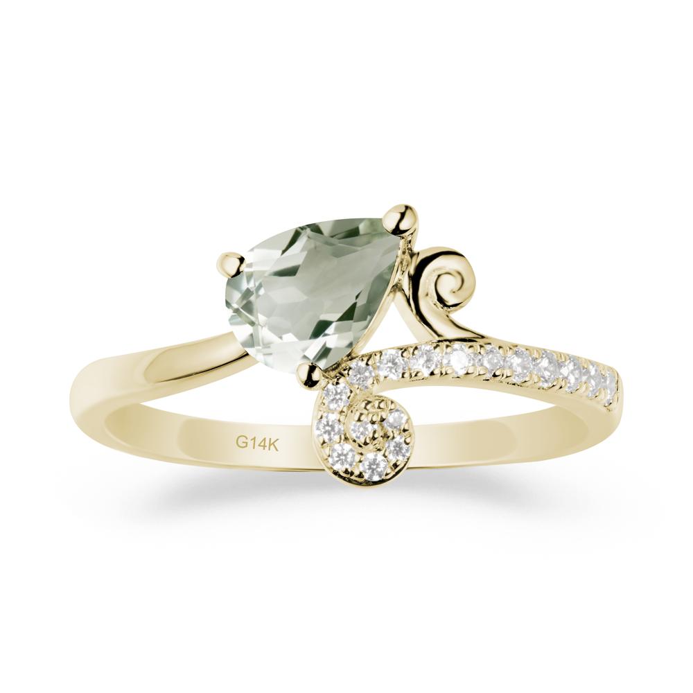 Teardrop Green Amethyst Swirl Ring - LUO Jewelry #metal_14k yellow gold