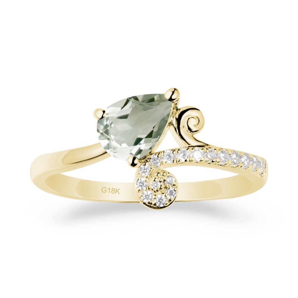 Teardrop Green Amethyst Swirl Ring - LUO Jewelry #metal_18k yellow gold