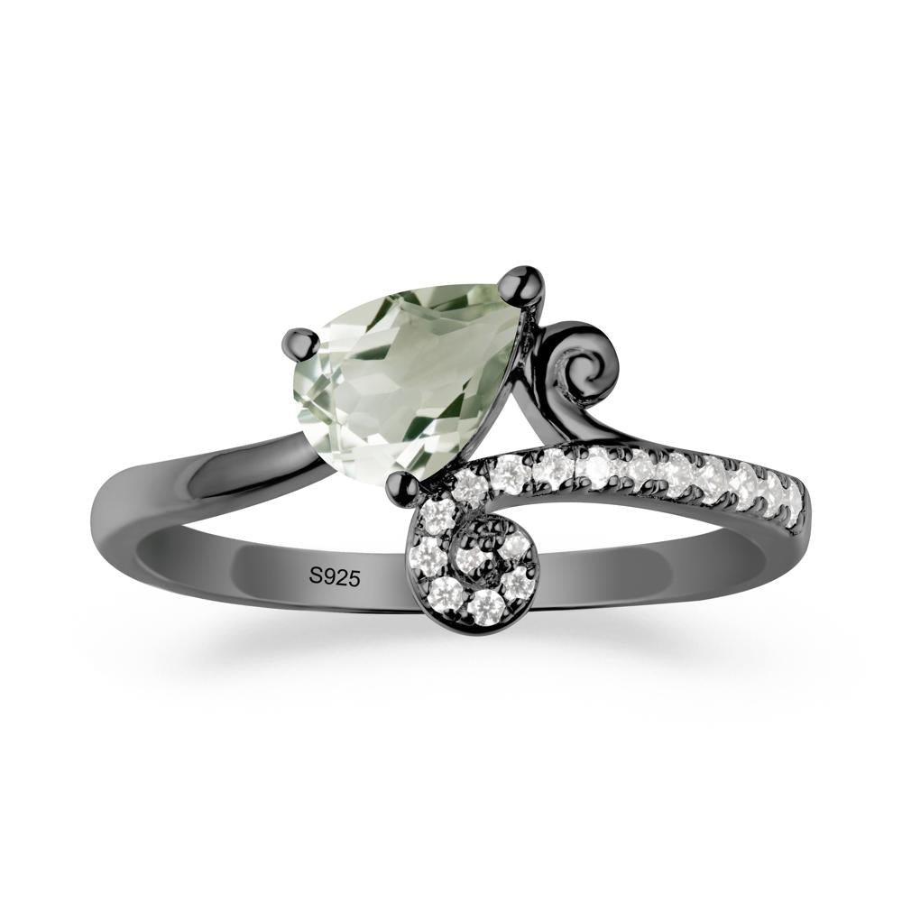 Teardrop Green Amethyst Swirl Ring - LUO Jewelry #metal_black finish sterling silver
