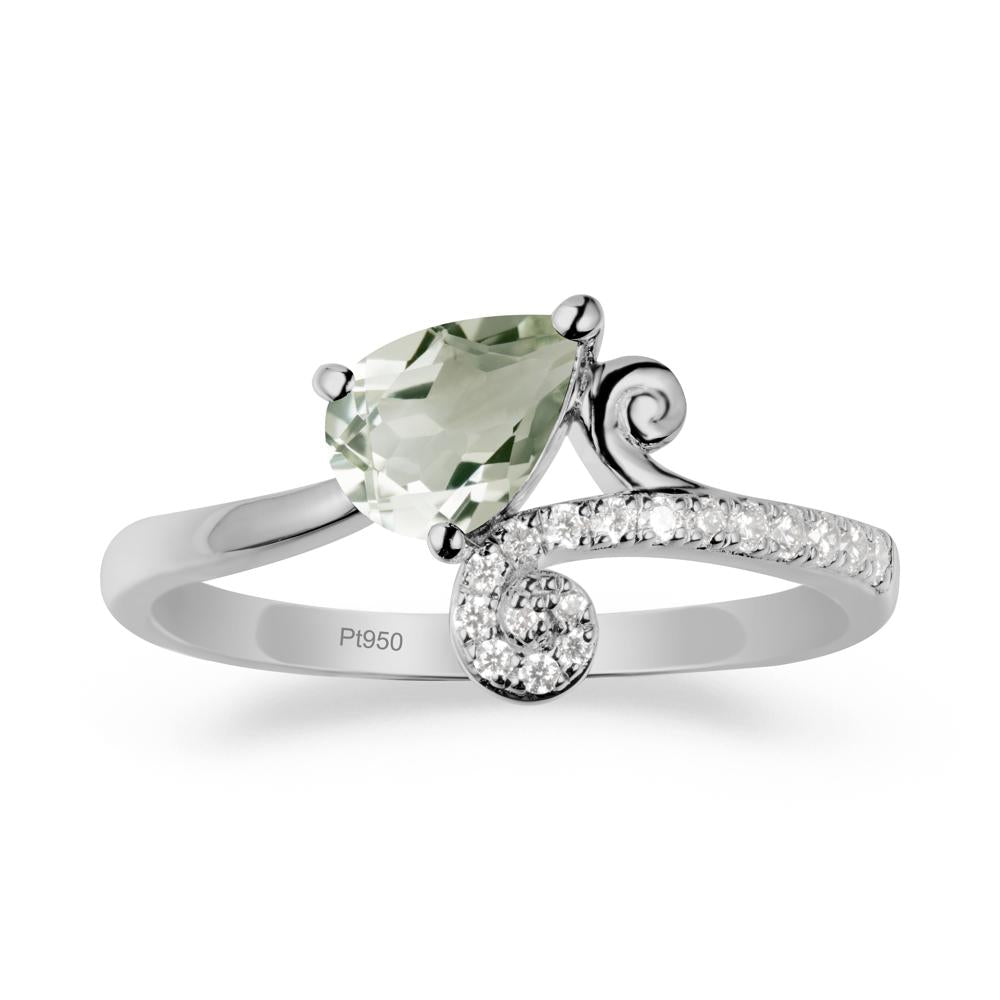 Teardrop Green Amethyst Swirl Ring - LUO Jewelry #metal_platinum
