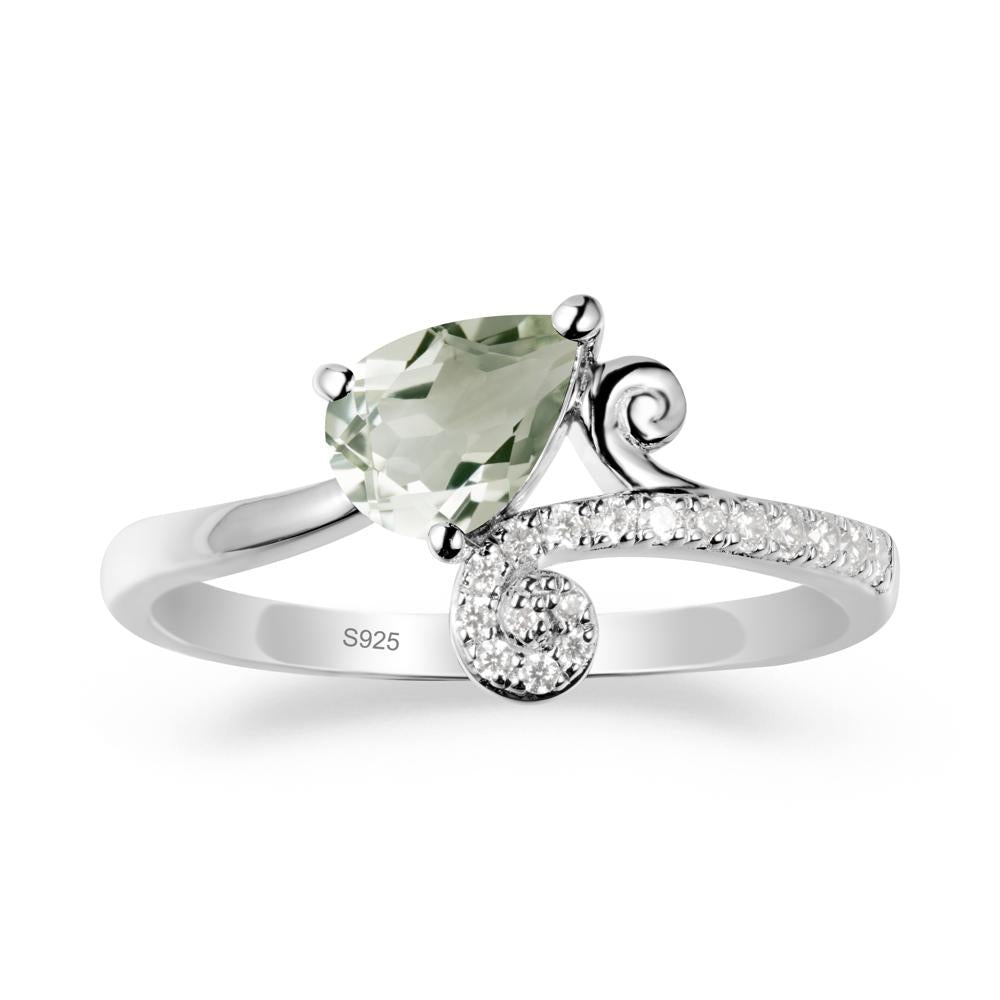 Teardrop Green Amethyst Swirl Ring - LUO Jewelry #metal_sterling silver