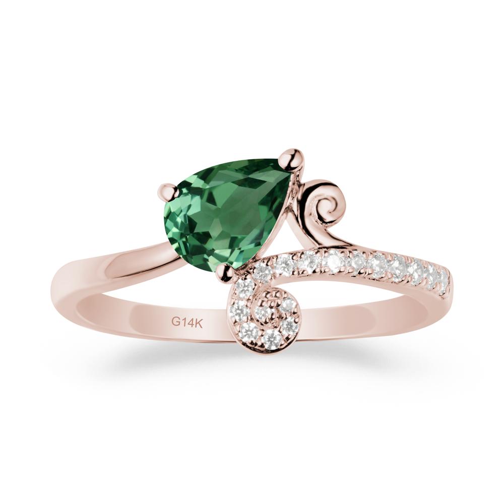 Vine Green Sapphire Bypass Ring - LUO Jewelry #metal_14k rose gold