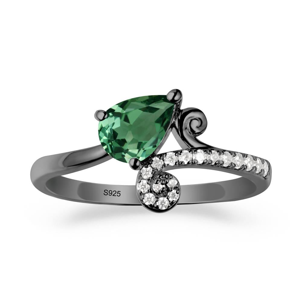 Vine Green Sapphire Bypass Ring - LUO Jewelry #metal_black finish sterling silver