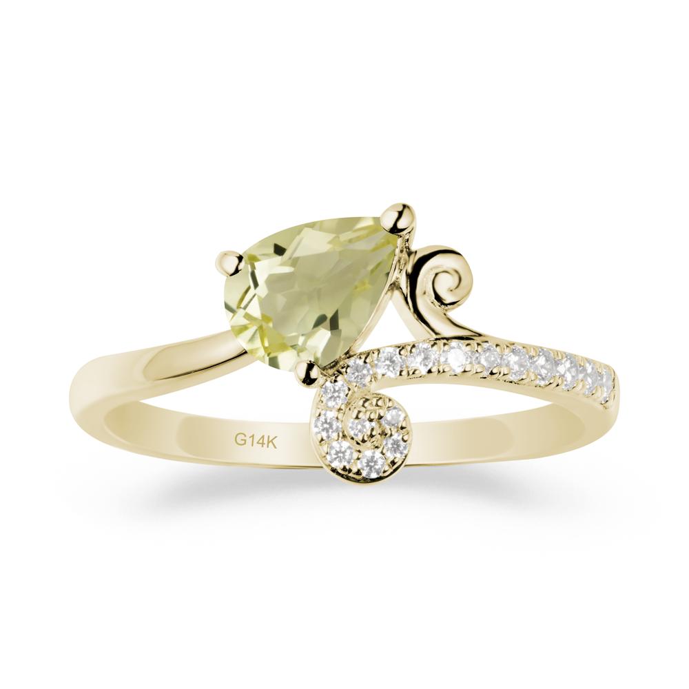 Bypass Teardrop Lemon Quartz Ring - LUO Jewelry #metal_14k yellow gold