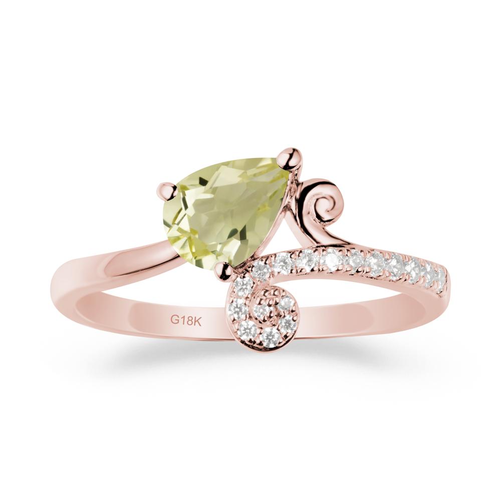 Bypass Teardrop Lemon Quartz Ring - LUO Jewelry #metal_18k rose gold
