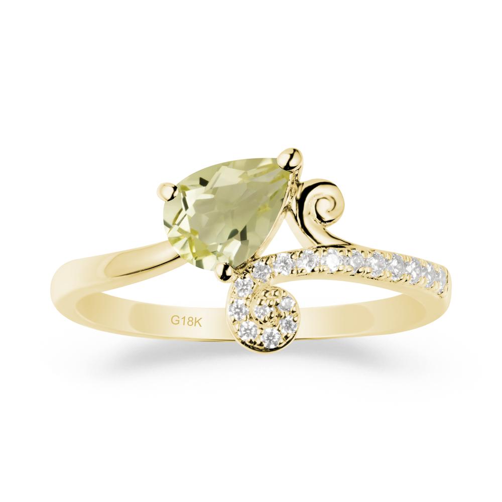 Bypass Teardrop Lemon Quartz Ring - LUO Jewelry #metal_18k yellow gold