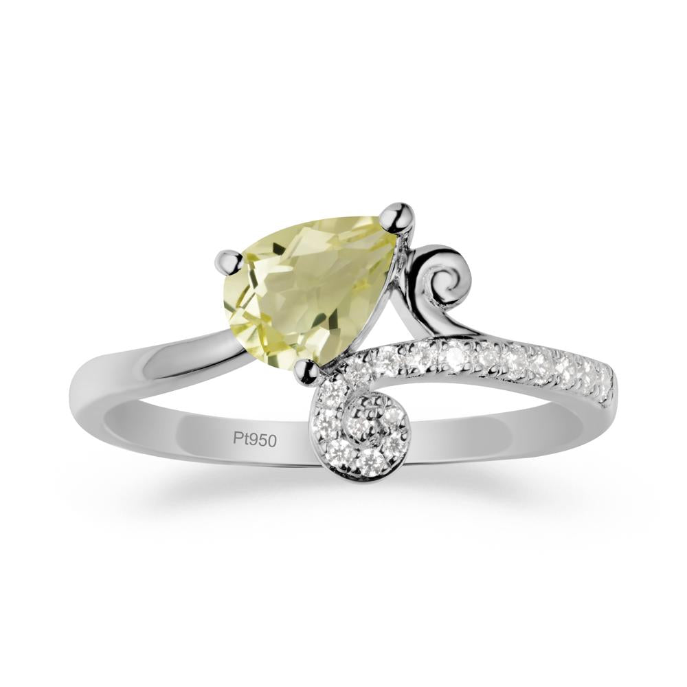 Bypass Teardrop Lemon Quartz Ring - LUO Jewelry #metal_platinum