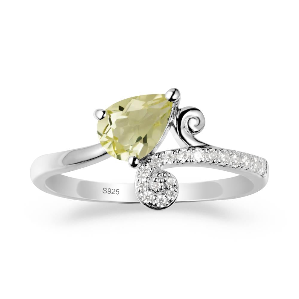 Bypass Teardrop Lemon Quartz Ring - LUO Jewelry #metal_sterling silver