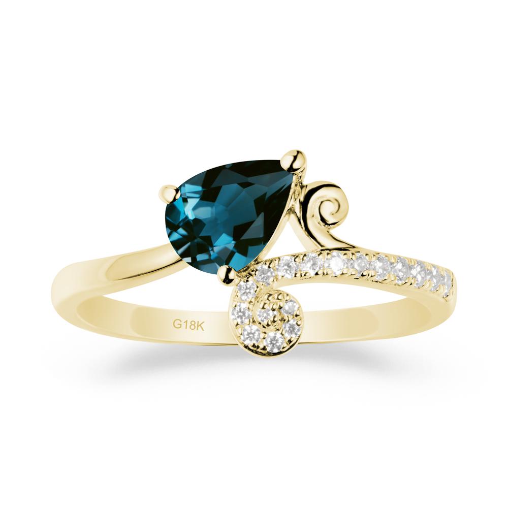 Teardrop London Blue Topaz Swirl Ring - LUO Jewelry #metal_18k yellow gold