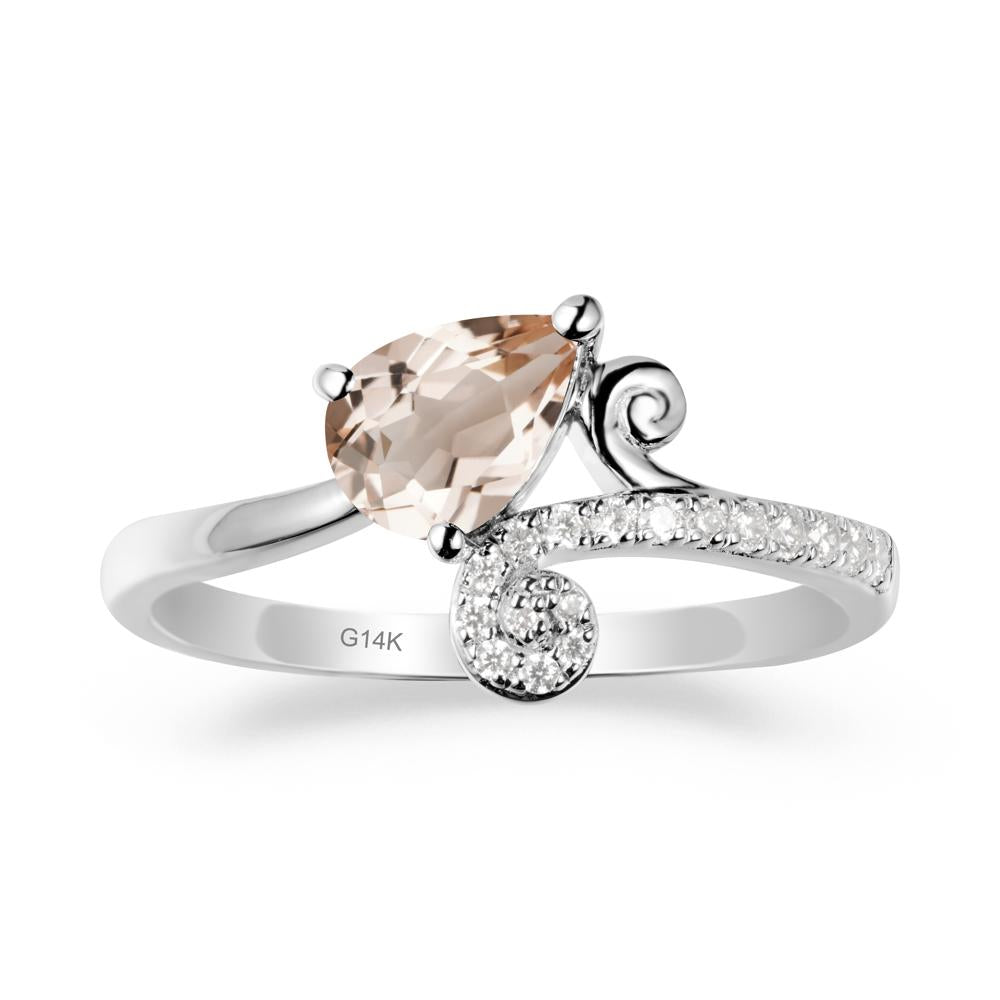 Bypass Teardrop Morganite Ring - LUO Jewelry #metal_14k white gold