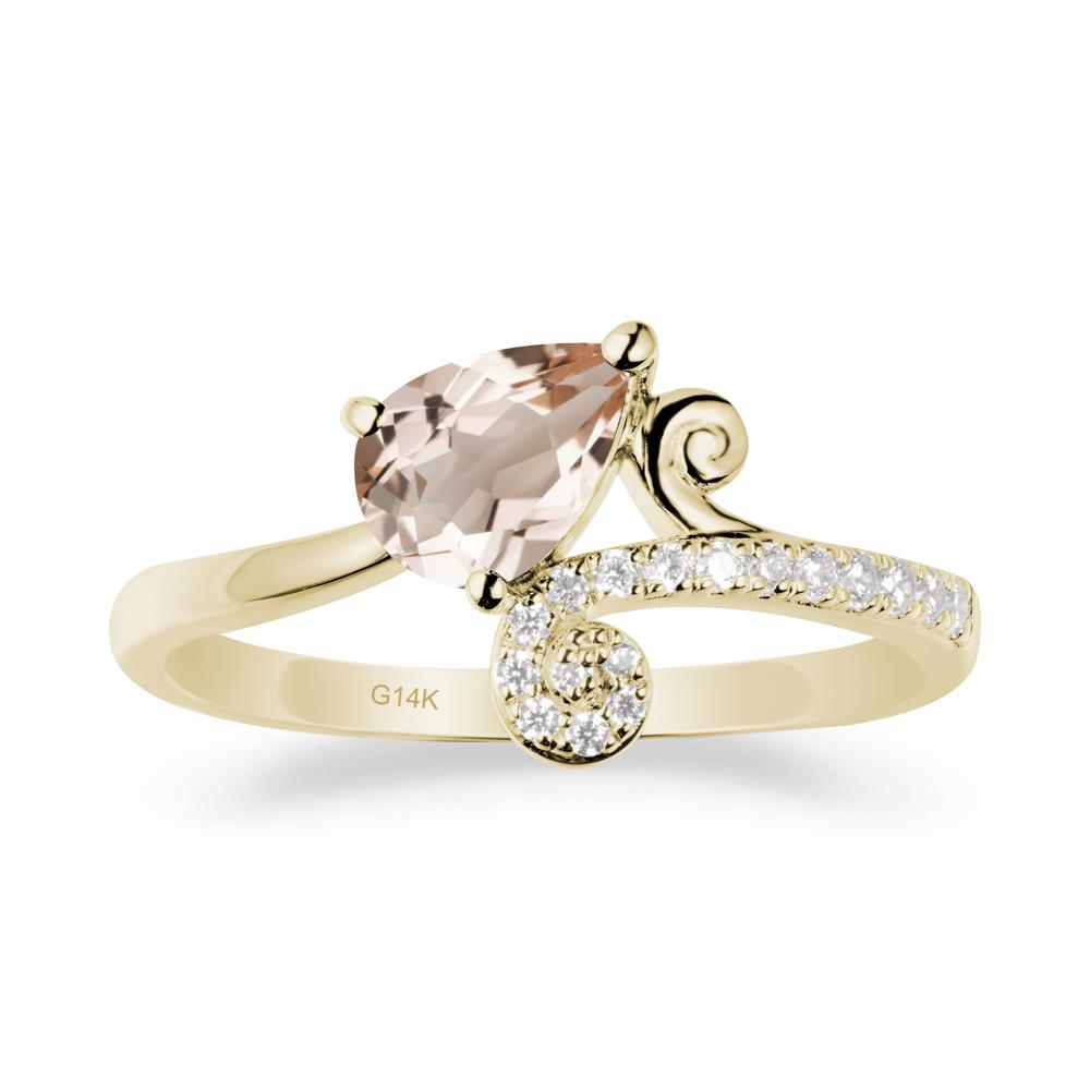 Bypass Teardrop Morganite Ring - LUO Jewelry #metal_14k yellow gold