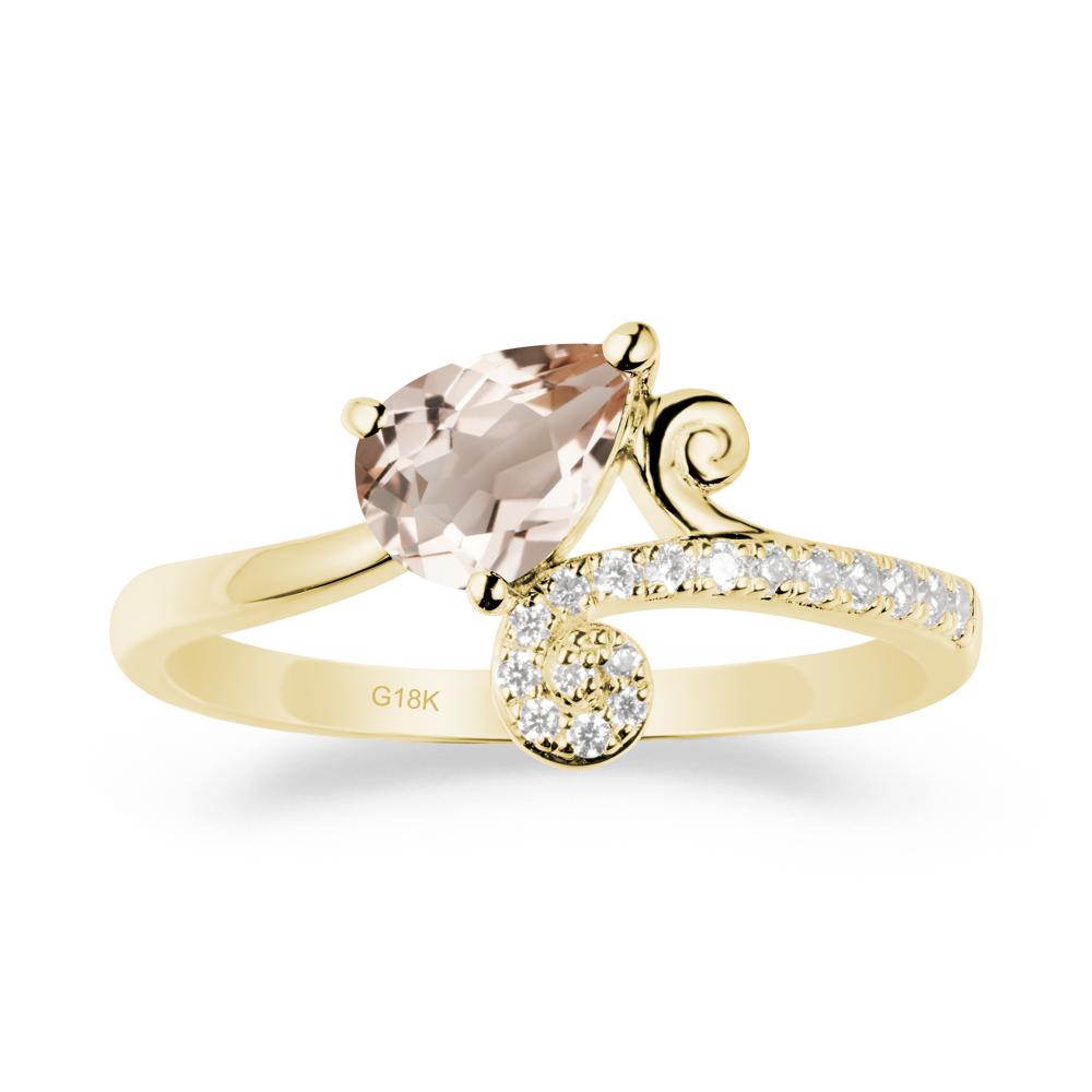 Bypass Teardrop Morganite Ring - LUO Jewelry #metal_18k yellow gold