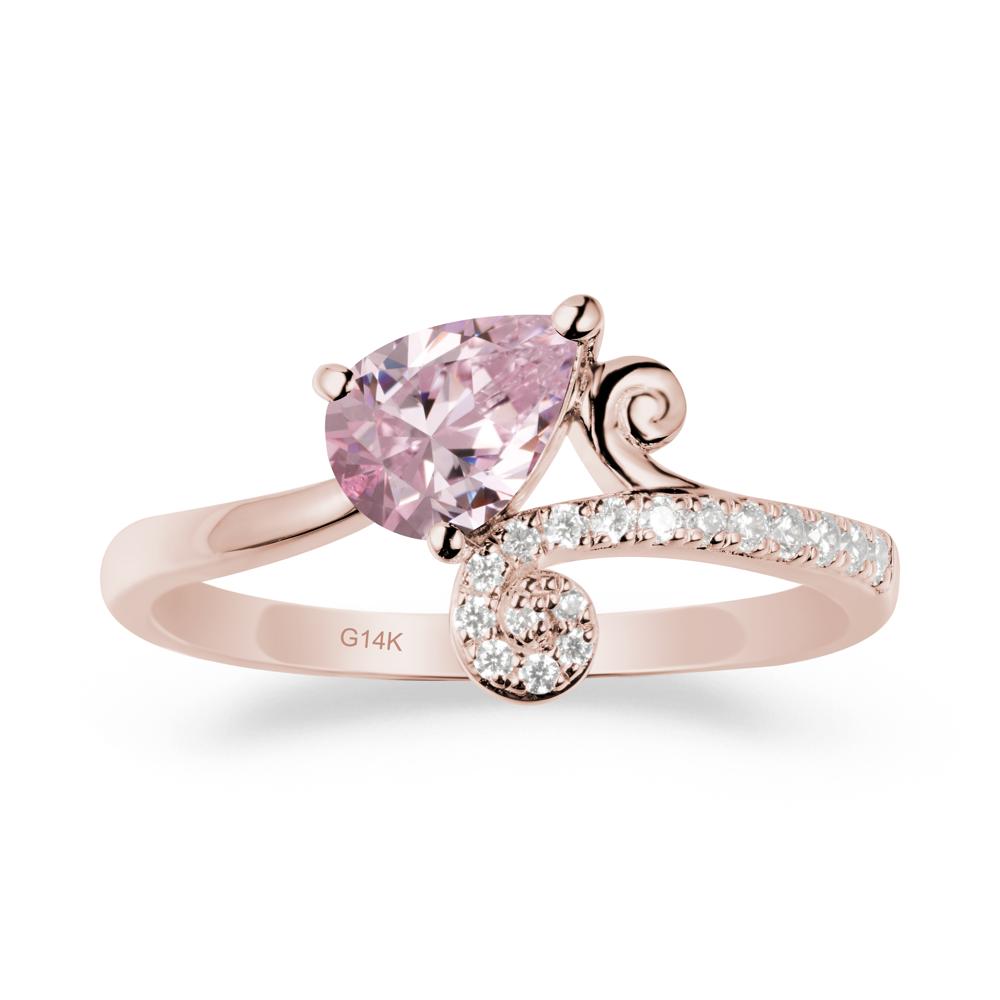 Vine Pink Cubic Zirconia Bypass Ring - LUO Jewelry #metal_14k rose gold