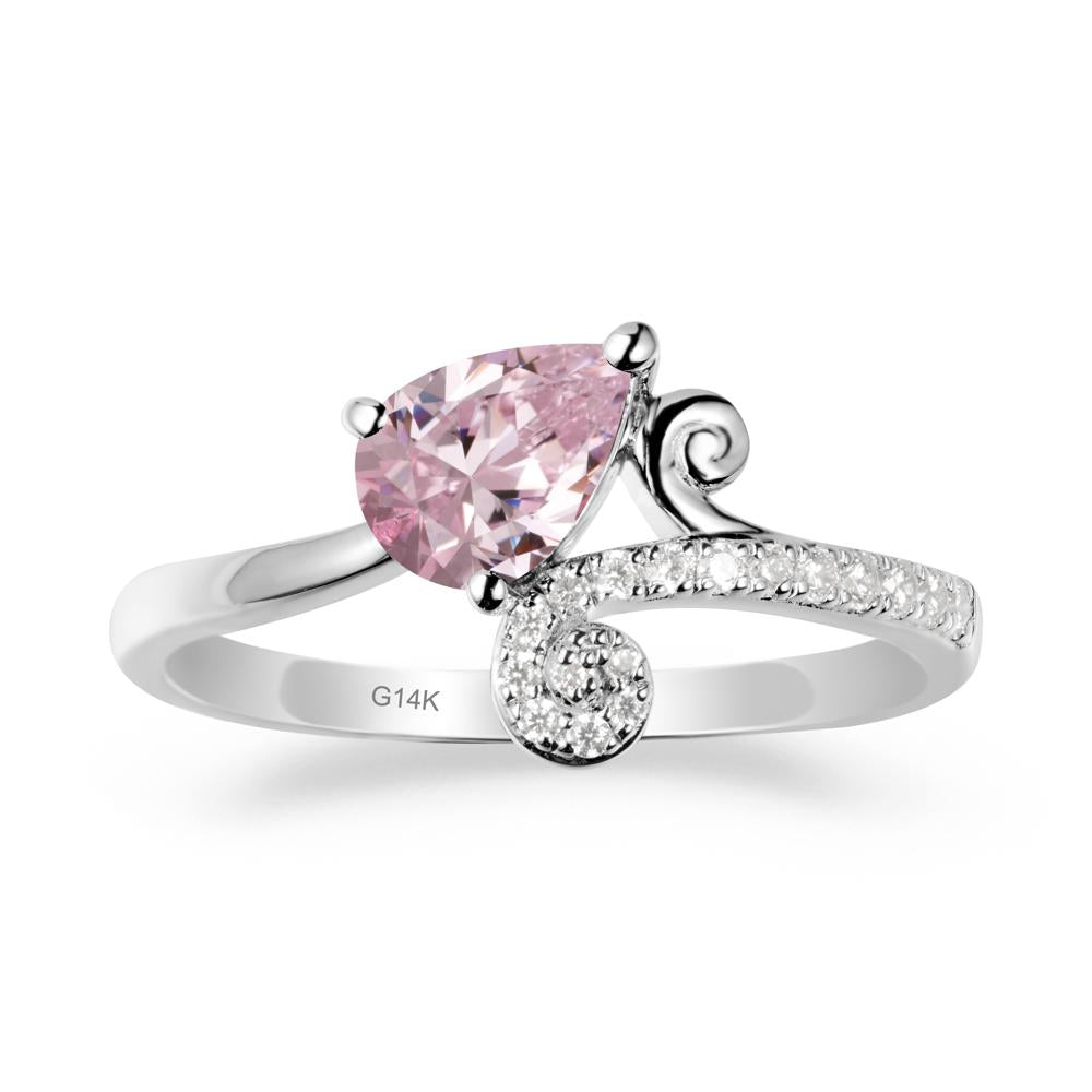 Vine Pink Cubic Zirconia Bypass Ring - LUO Jewelry #metal_14k white gold