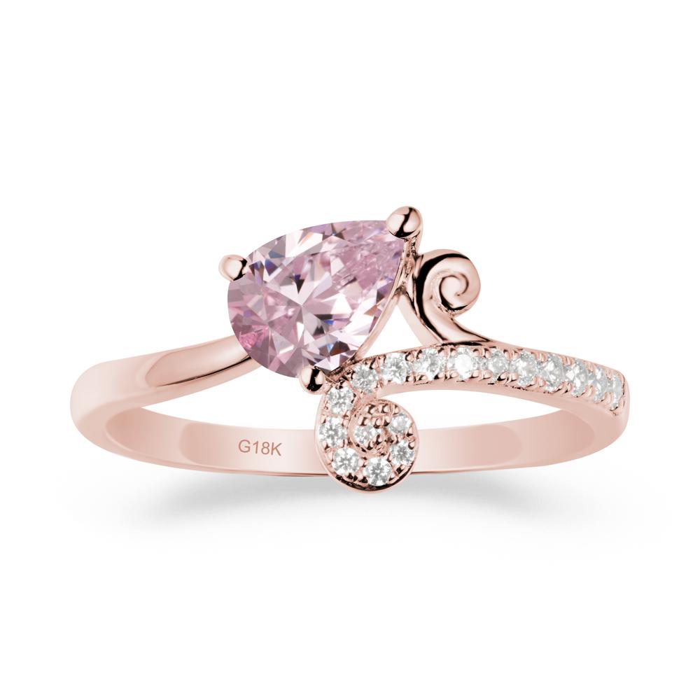 Vine Pink Cubic Zirconia Bypass Ring - LUO Jewelry #metal_18k rose gold