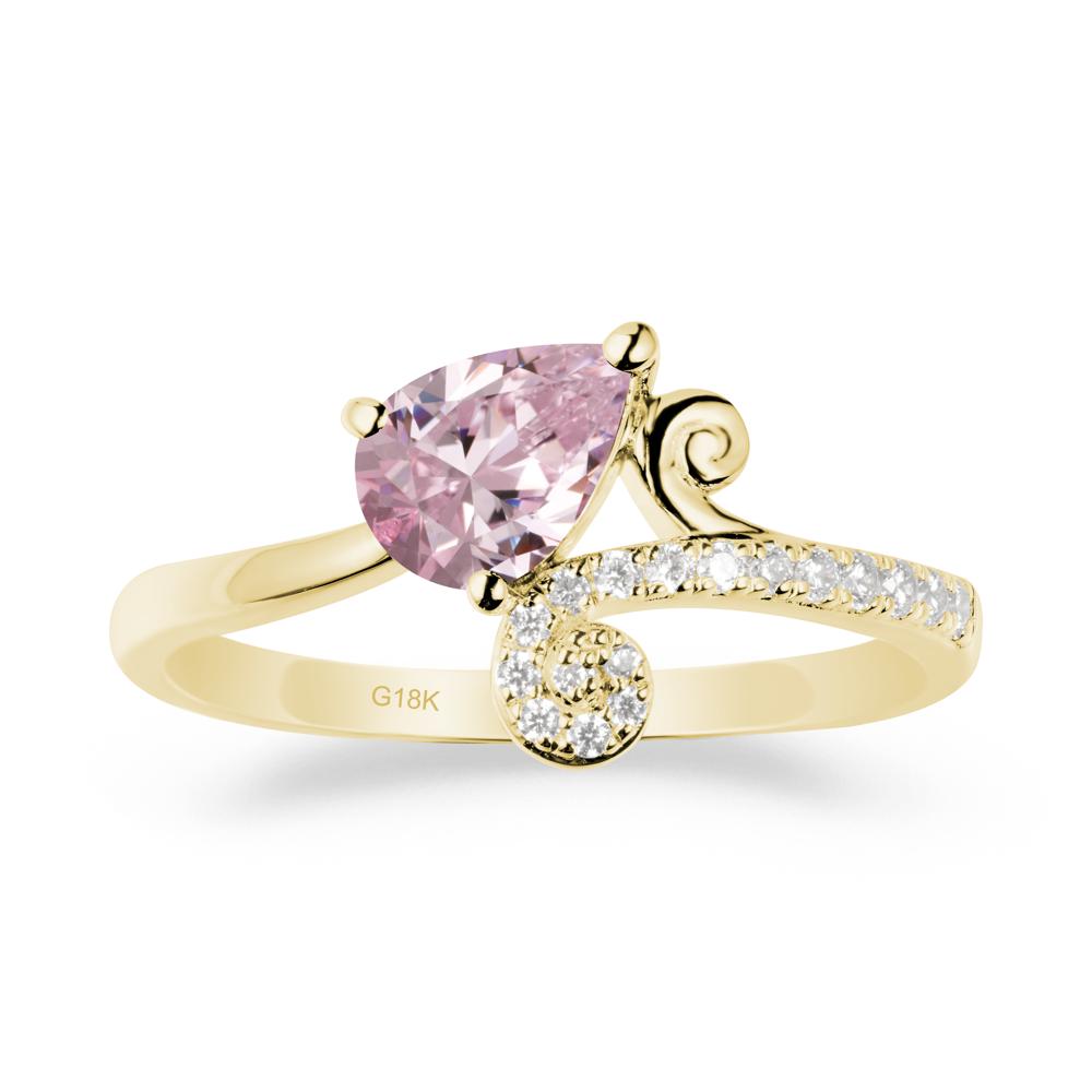 Vine Pink Cubic Zirconia Bypass Ring - LUO Jewelry #metal_18k yellow gold