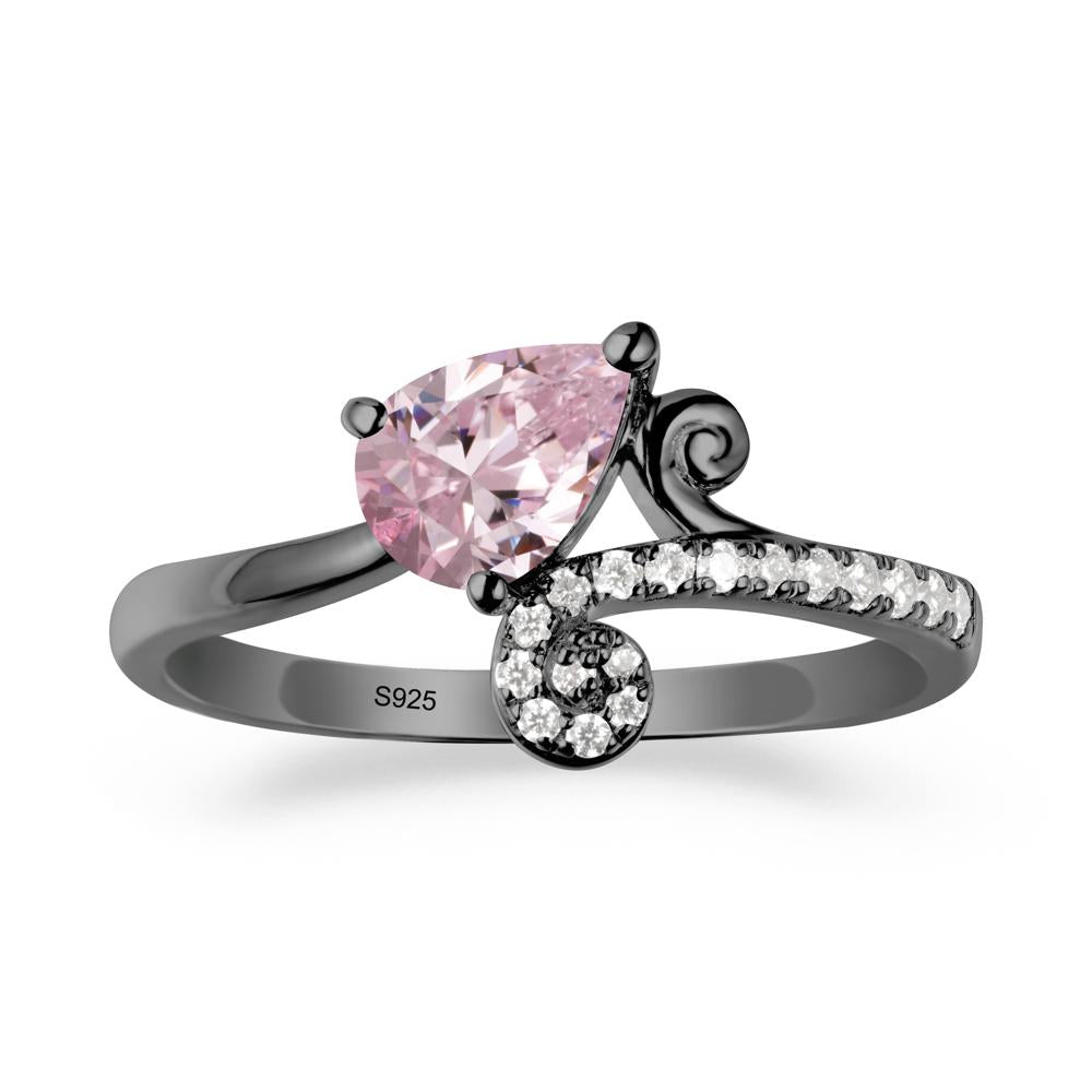 Vine Pink Cubic Zirconia Bypass Ring - LUO Jewelry #metal_black finish sterling silver