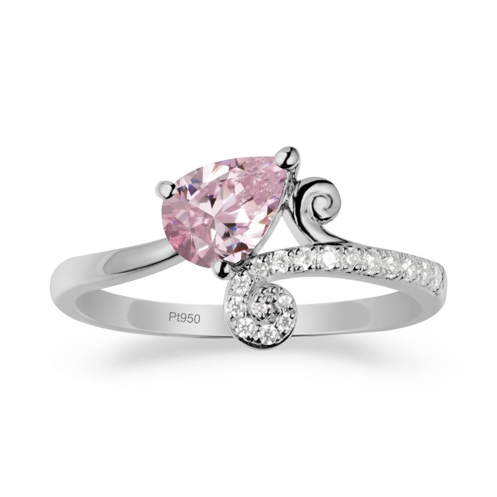 Vine Pink Cubic Zirconia Bypass Ring - LUO Jewelry #metal_platinum