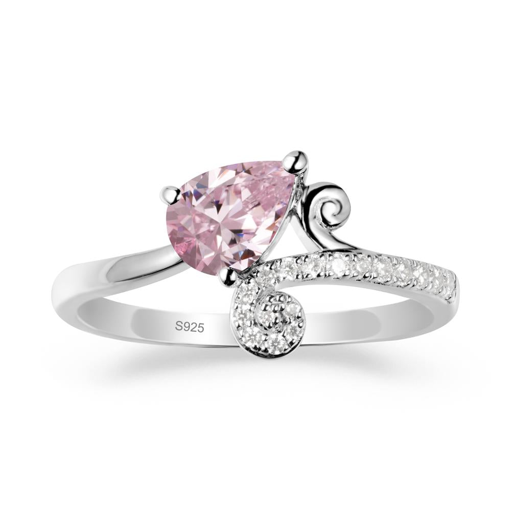 Vine Pink Cubic Zirconia Bypass Ring - LUO Jewelry #metal_sterling silver