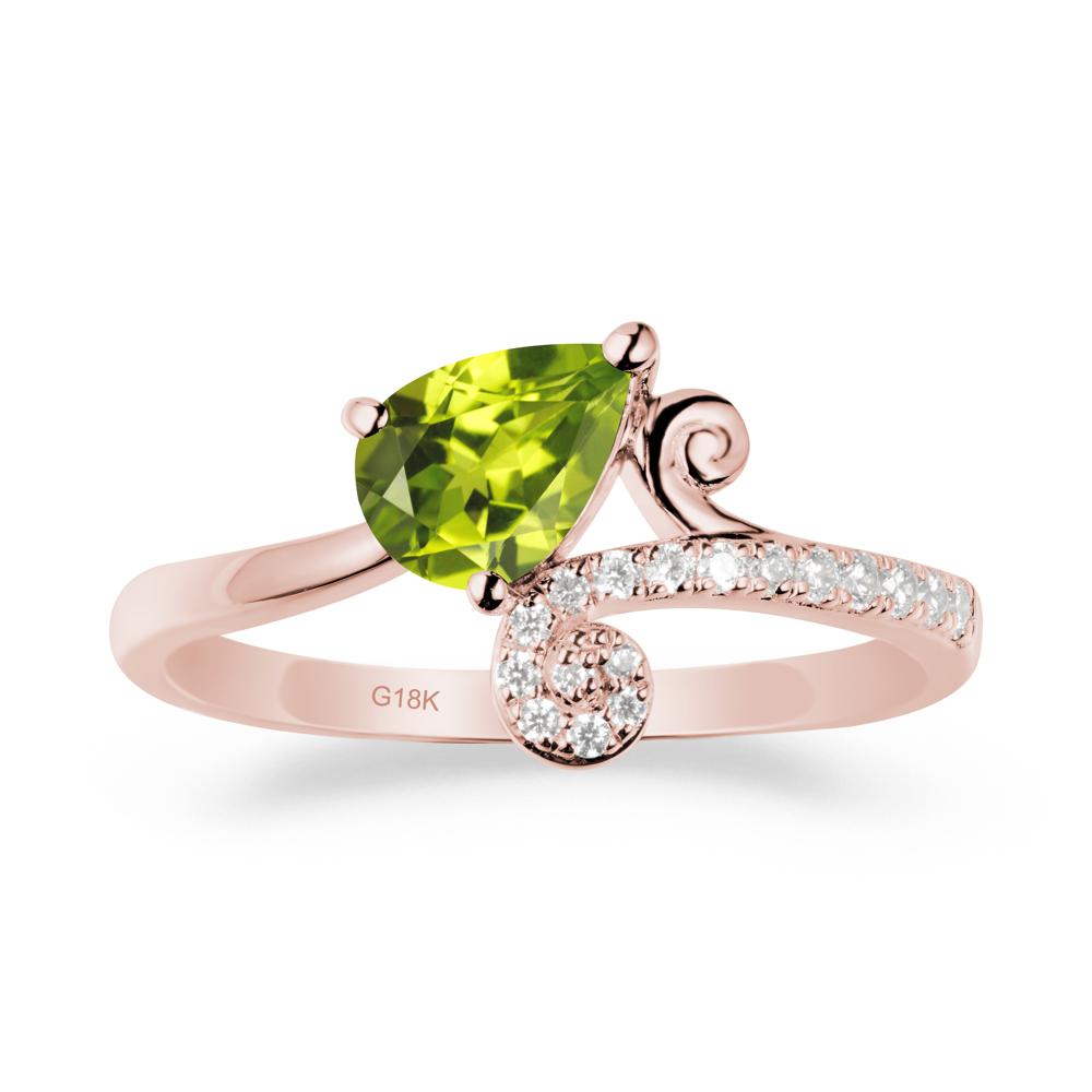 Bypass Teardrop Peridot Ring - LUO Jewelry #metal_18k rose gold