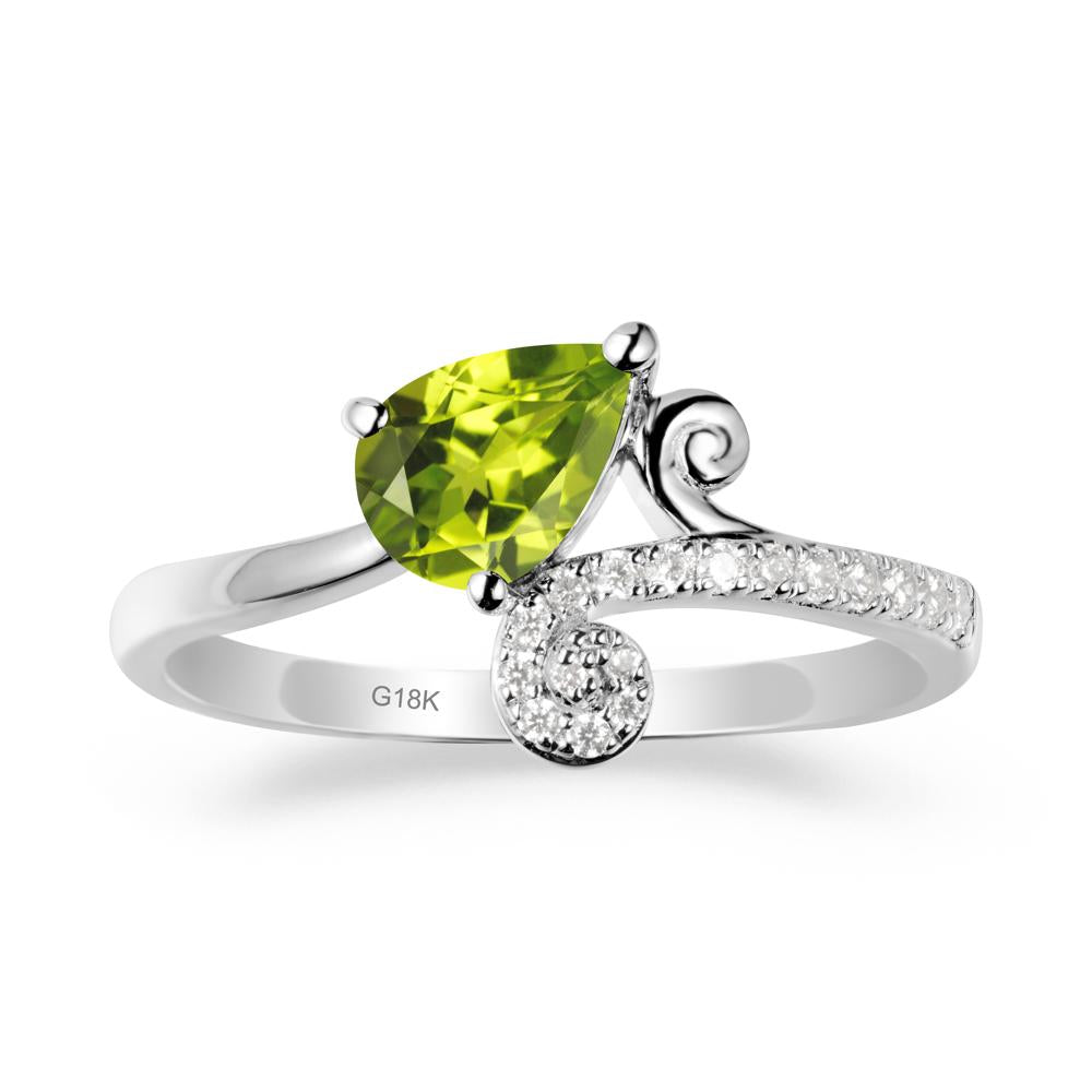 Bypass Teardrop Peridot Ring - LUO Jewelry #metal_18k white gold