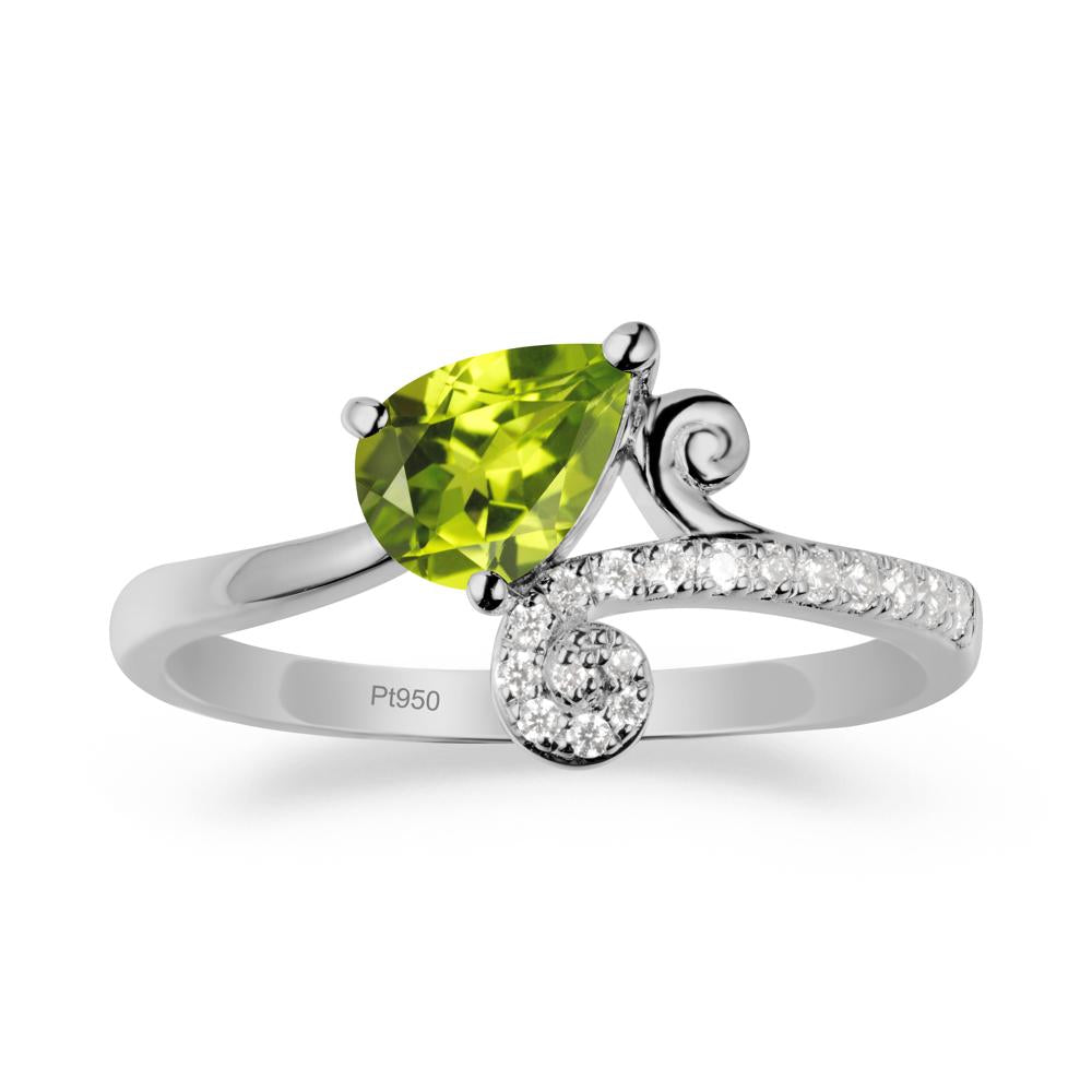 Bypass Teardrop Peridot Ring - LUO Jewelry #metal_platinum