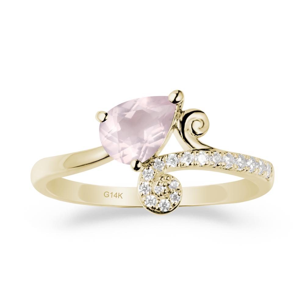 Teardrop Rose Quartz Swirl Ring - LUO Jewelry #metal_14k yellow gold