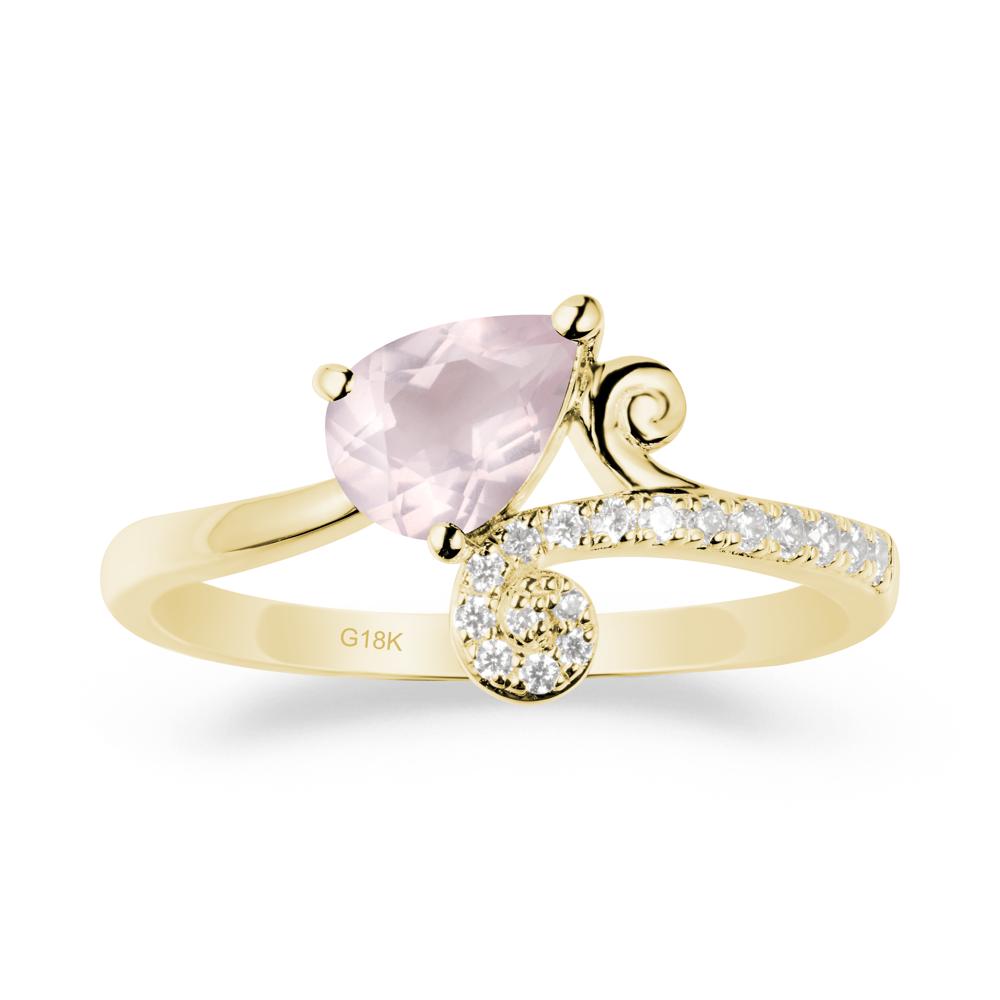 Teardrop Rose Quartz Swirl Ring - LUO Jewelry #metal_18k yellow gold