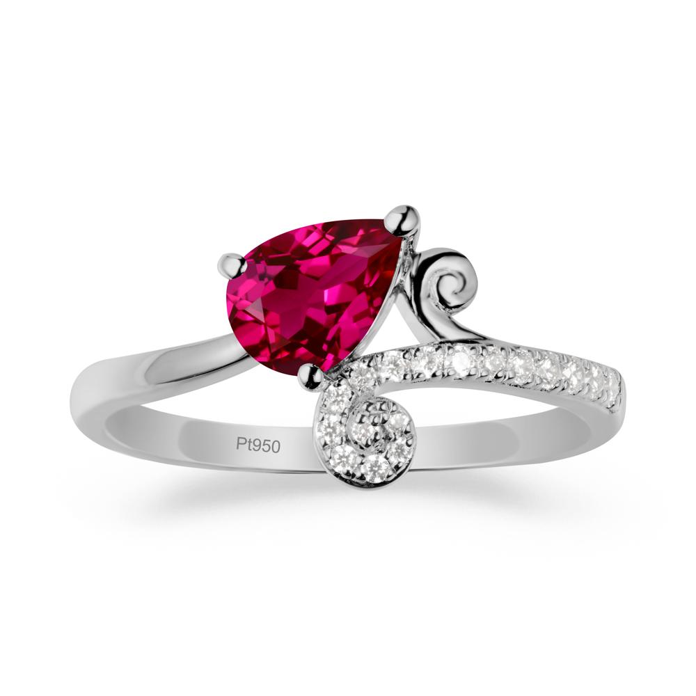 Vine Ruby Bypass Ring - LUO Jewelry #metal_platinum