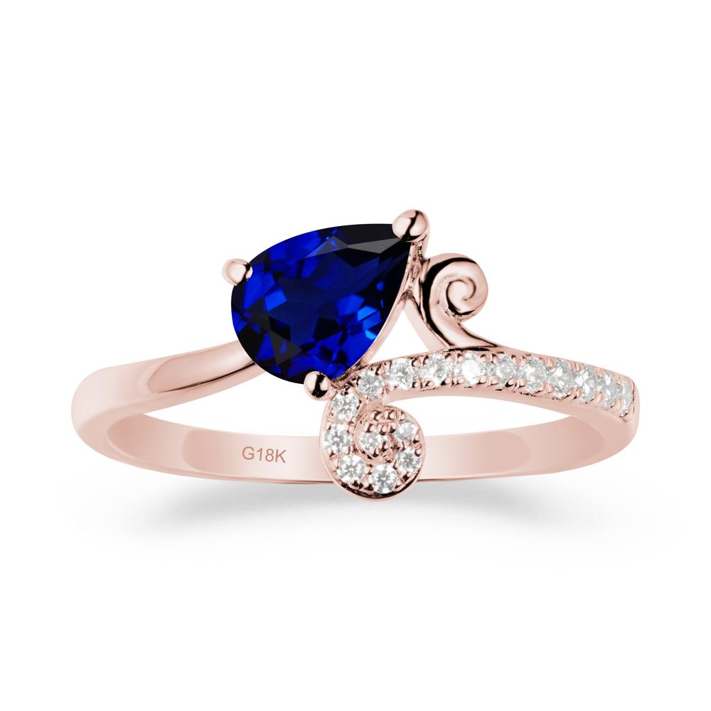 Bypass Teardrop Sapphire Ring - LUO Jewelry #metal_18k rose gold