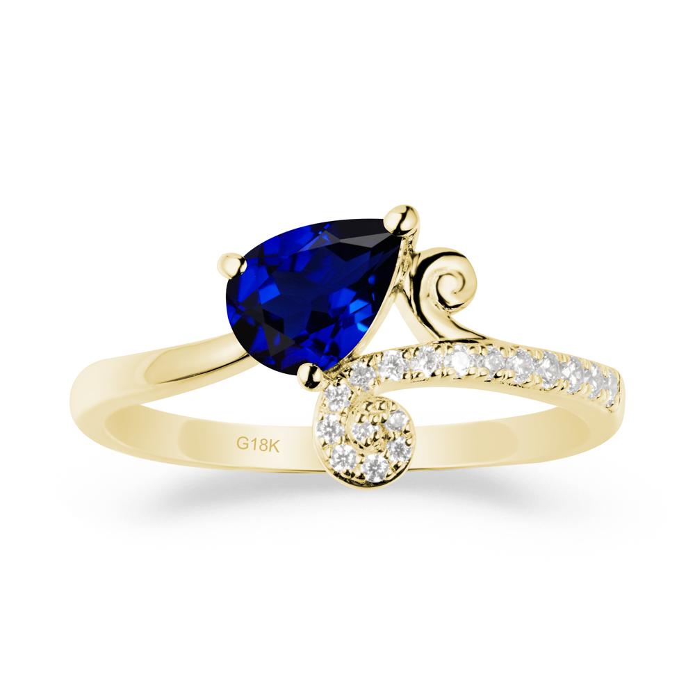 Bypass Teardrop Sapphire Ring - LUO Jewelry #metal_18k yellow gold