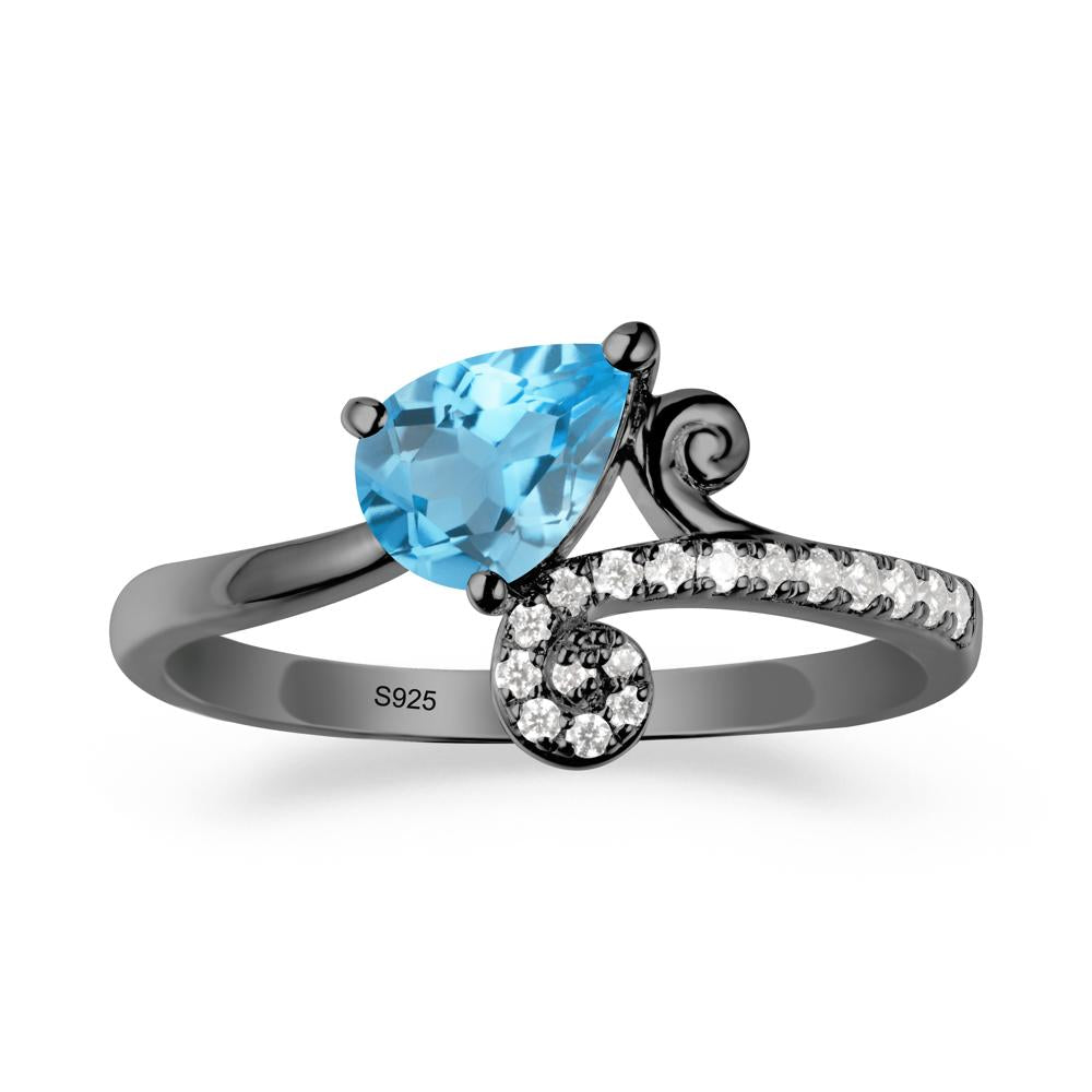 Vine Swiss Blue Topaz Bypass Ring - LUO Jewelry #metal_black finish sterling silver
