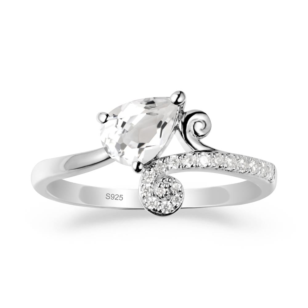 Bypass Teardrop White Topaz Ring - LUO Jewelry #metal_sterling silver