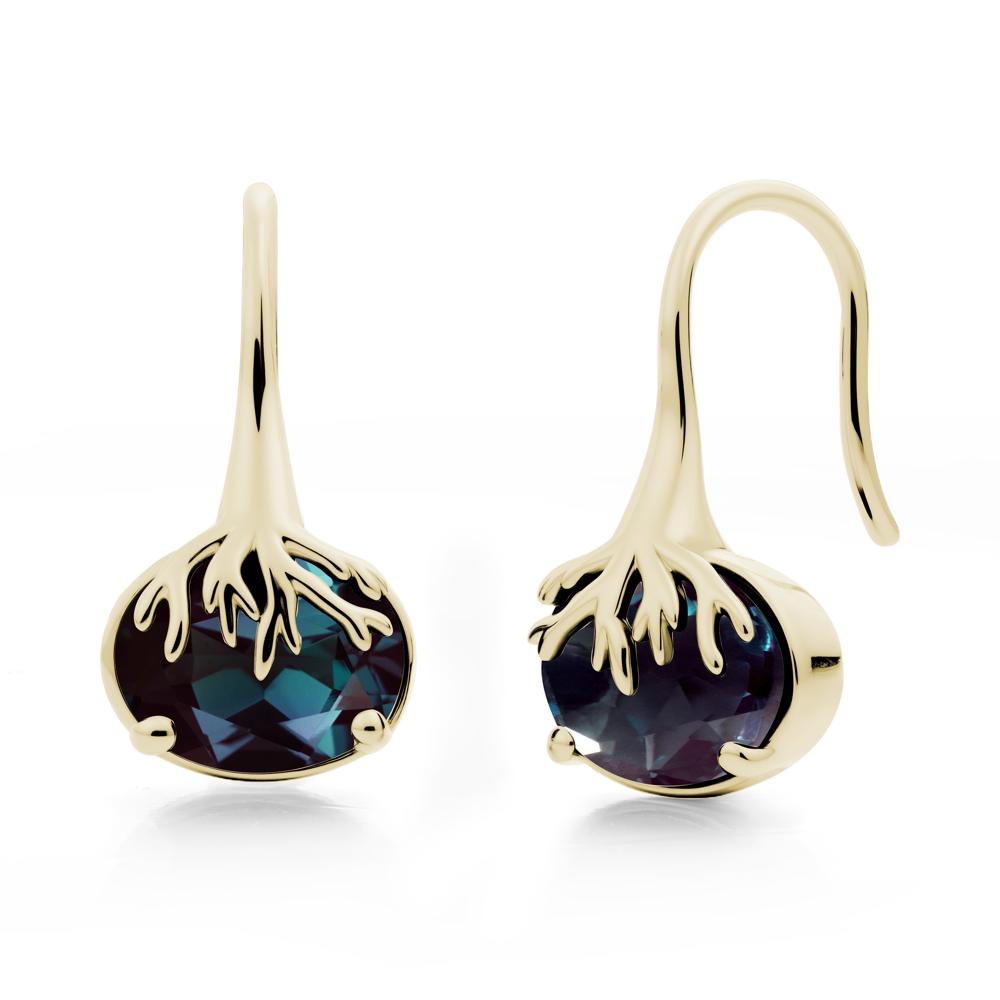 Nature Inspired Oval Alexandrite Earrings - LUO Jewelry #metal_14k yellow gold