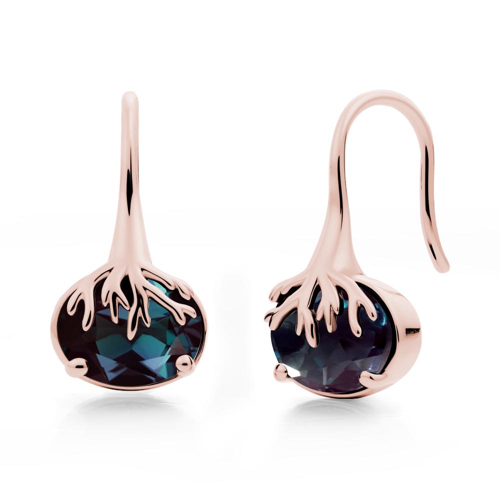 Nature Inspired Oval Alexandrite Earrings - LUO Jewelry #metal_18k rose gold