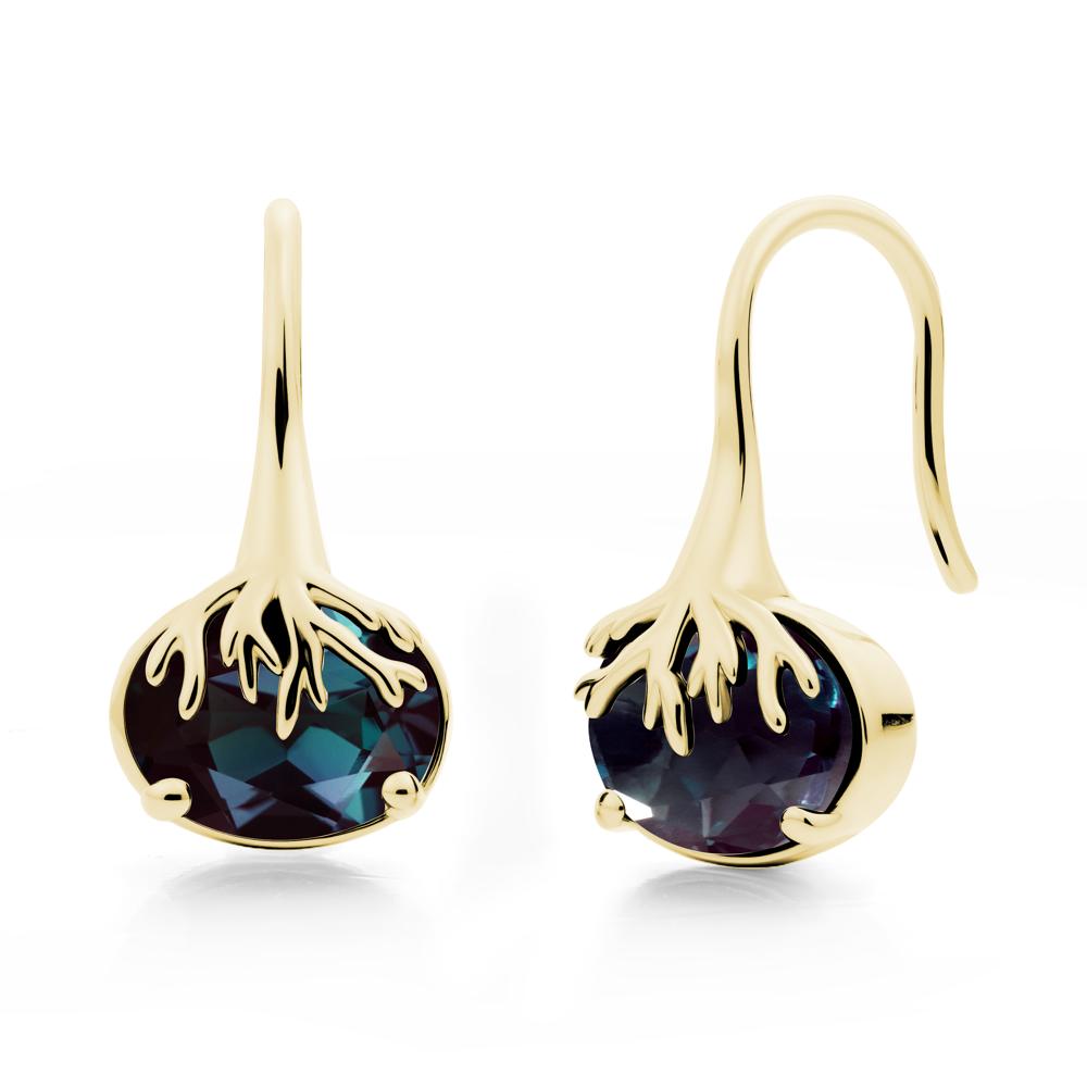 Nature Inspired Oval Alexandrite Earrings - LUO Jewelry #metal_18k yellow gold