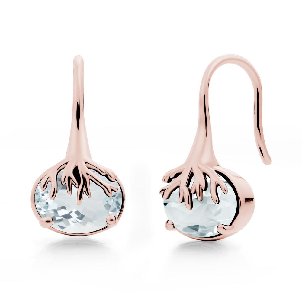 Tree Root Inspired Aquamarine French Hook Earrings - LUO Jewelry #metal_18k rose gold