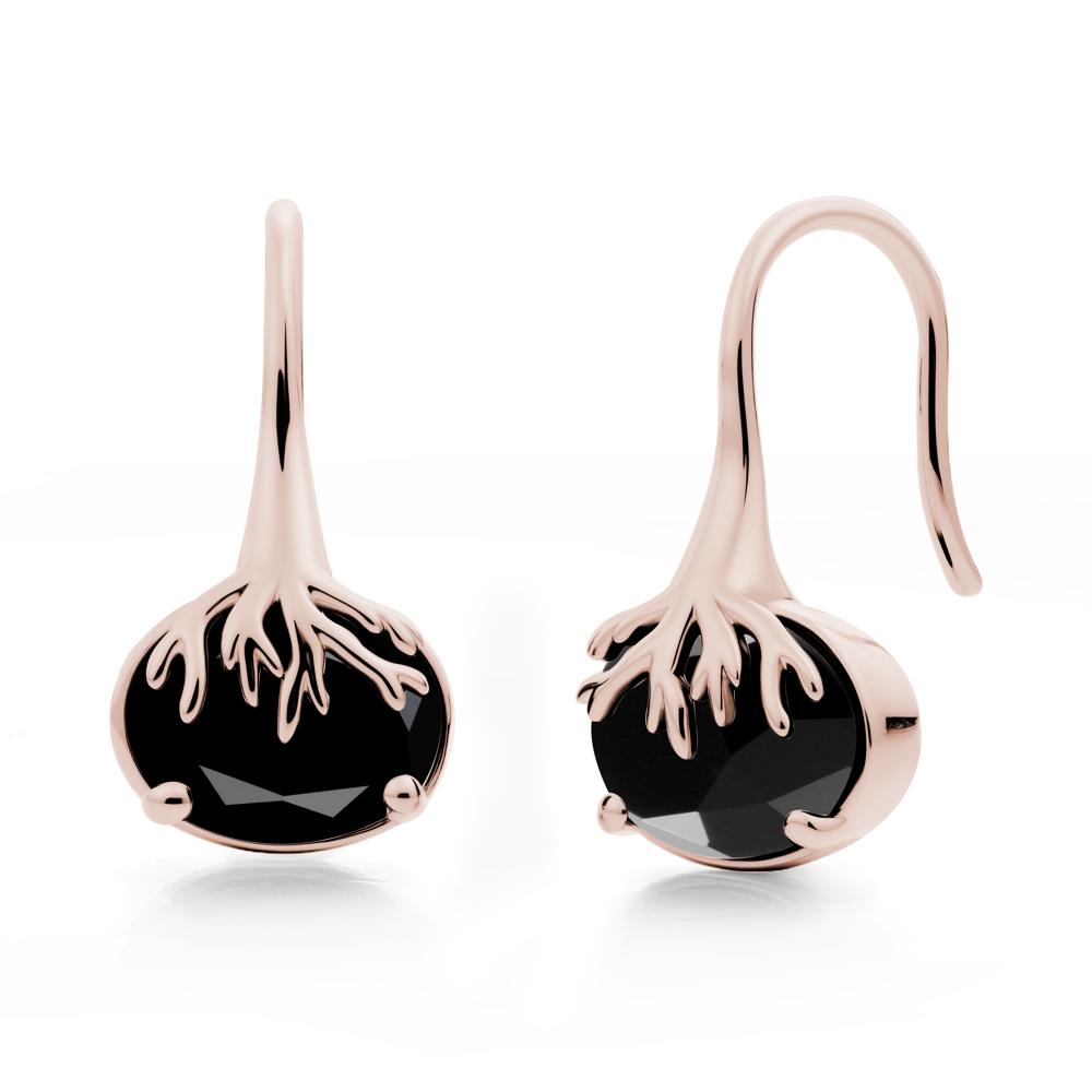 Nature Inspired Oval Black Spinel Earrings - LUO Jewelry #metal_14k rose gold