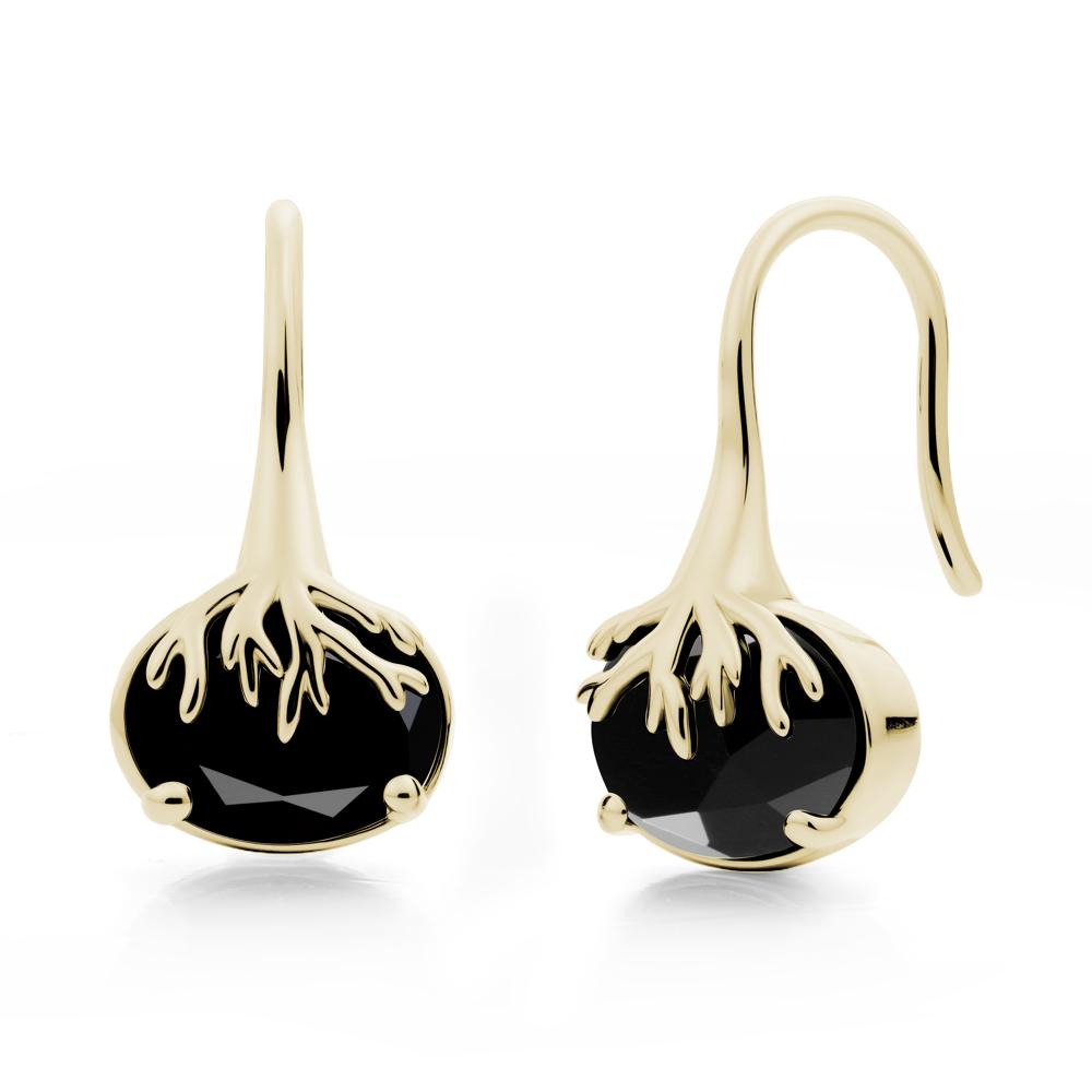 Nature Inspired Oval Black Spinel Earrings - LUO Jewelry #metal_14k yellow gold