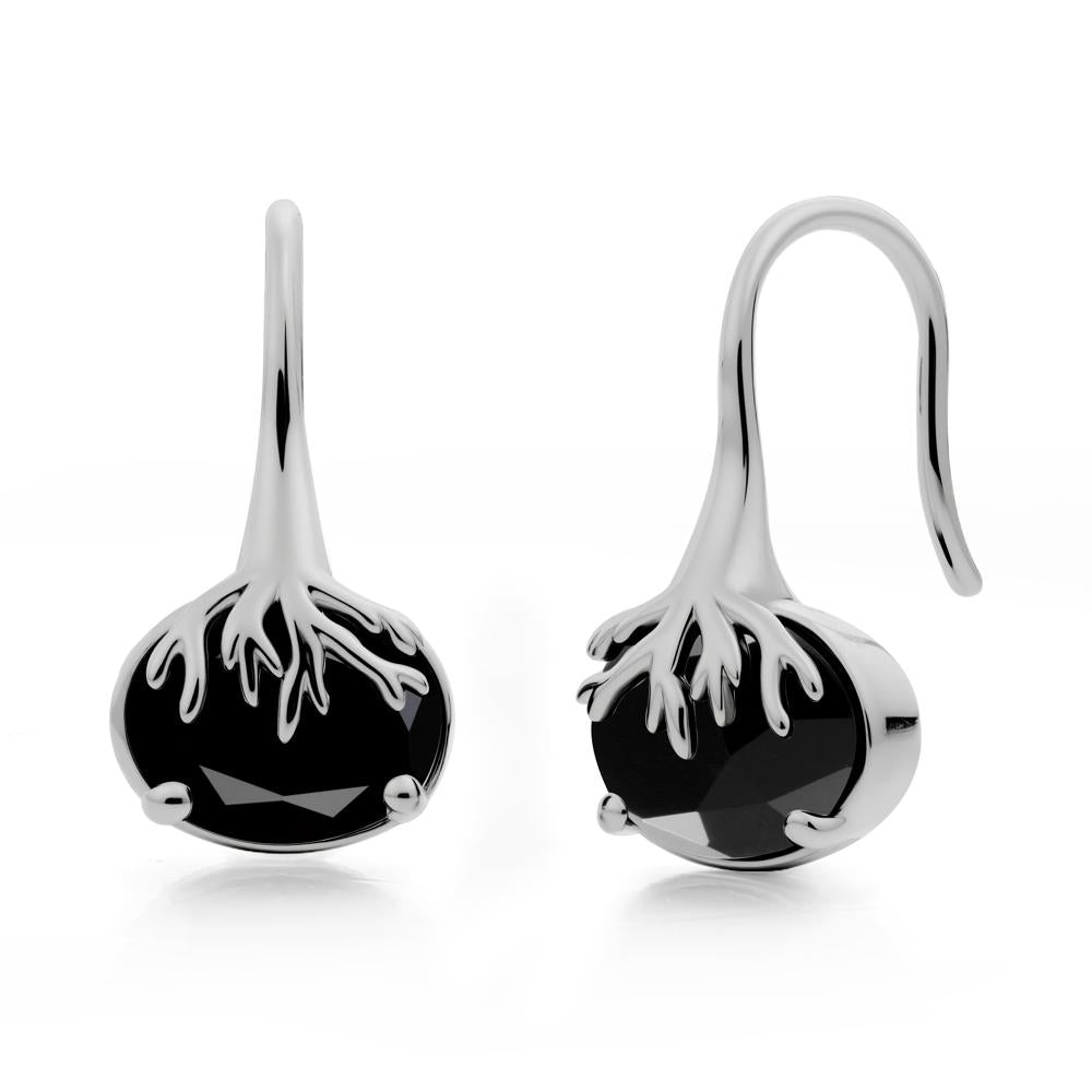 Nature Inspired Oval Black Spinel Earrings - LUO Jewelry #metal_platinum