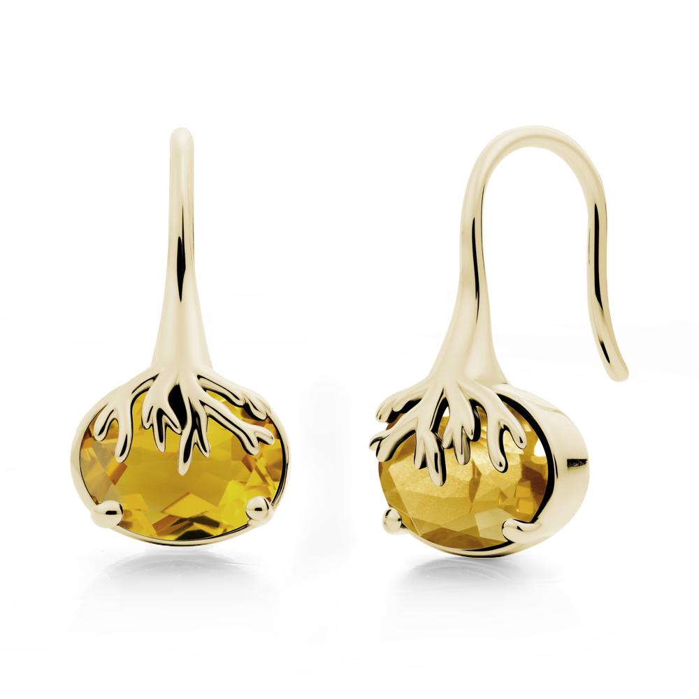 Tree Root Inspired Citrine French Hook Earrings - LUO Jewelry #metal_14k yellow gold