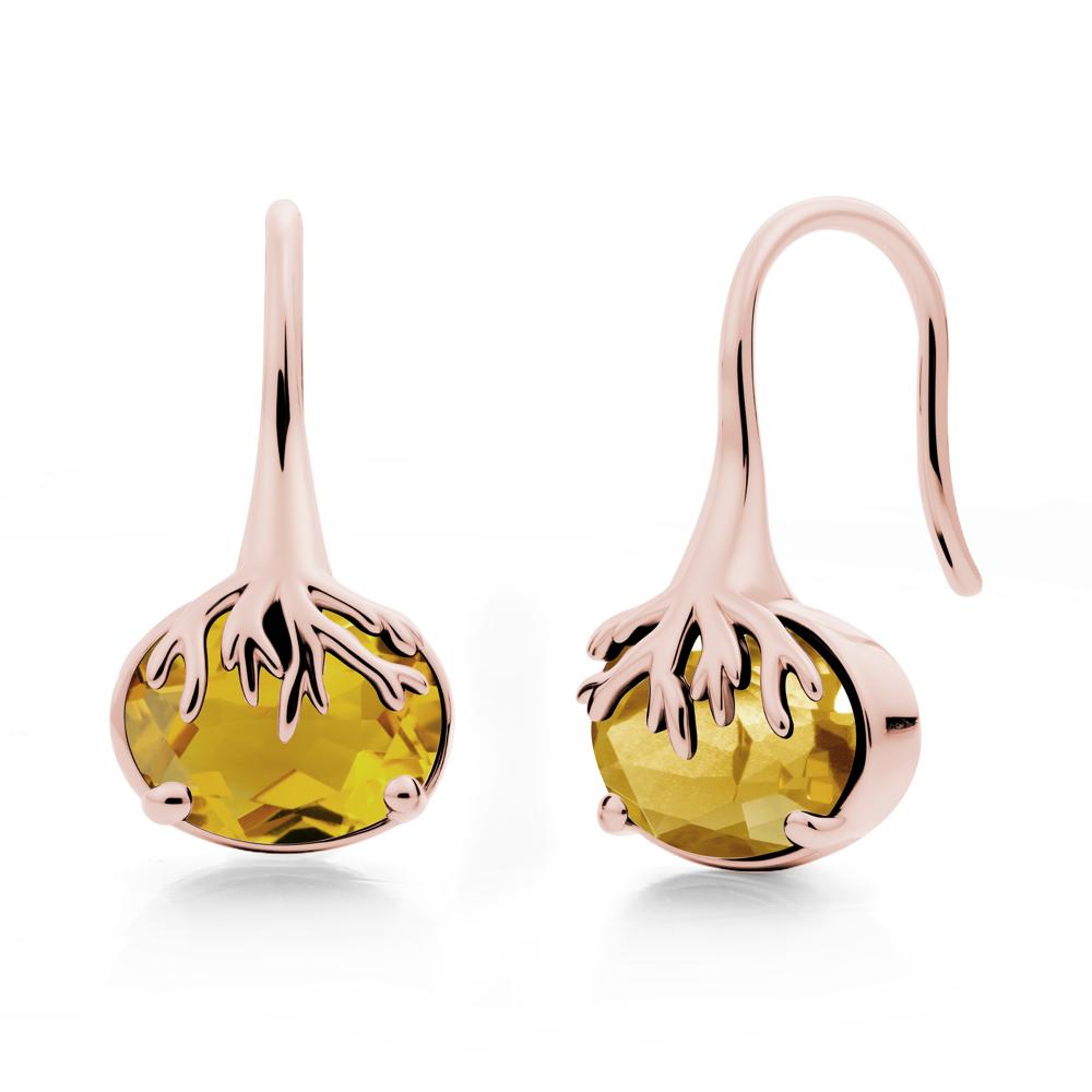 Tree Root Inspired Citrine French Hook Earrings - LUO Jewelry #metal_18k rose gold