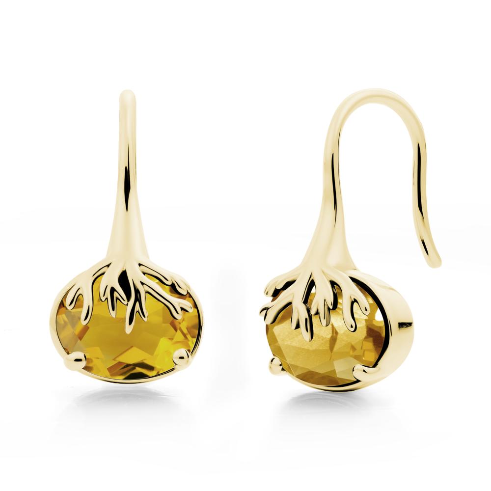 Tree Root Inspired Citrine French Hook Earrings - LUO Jewelry #metal_18k yellow gold
