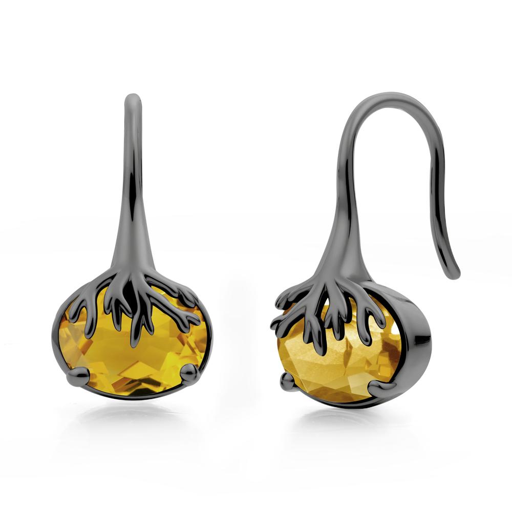 Tree Root Inspired Citrine French Hook Earrings - LUO Jewelry #metal_black finish sterling silver