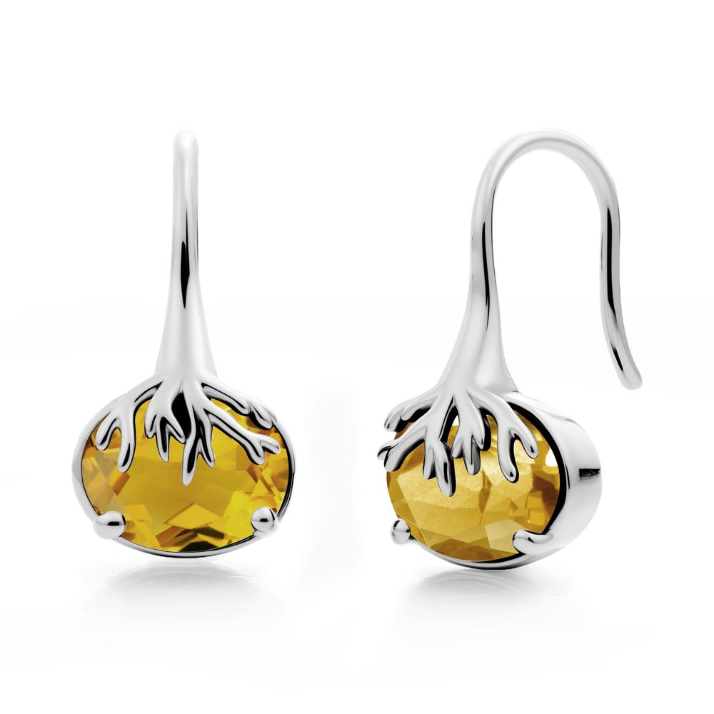 Tree Root Inspired Citrine French Hook Earrings - LUO Jewelry #metal_sterling silver