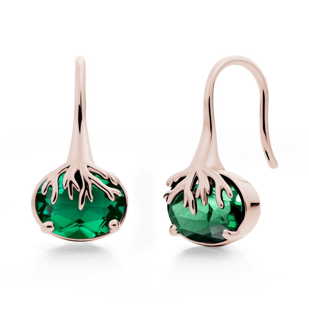 Oval Emerald French Hook Earrings - LUO Jewelry #metal_14k rose gold