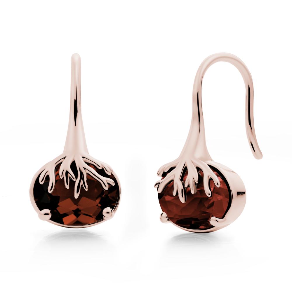 Tree Root Inspired Garnet French Hook Earrings - LUO Jewelry #metal_14k rose gold