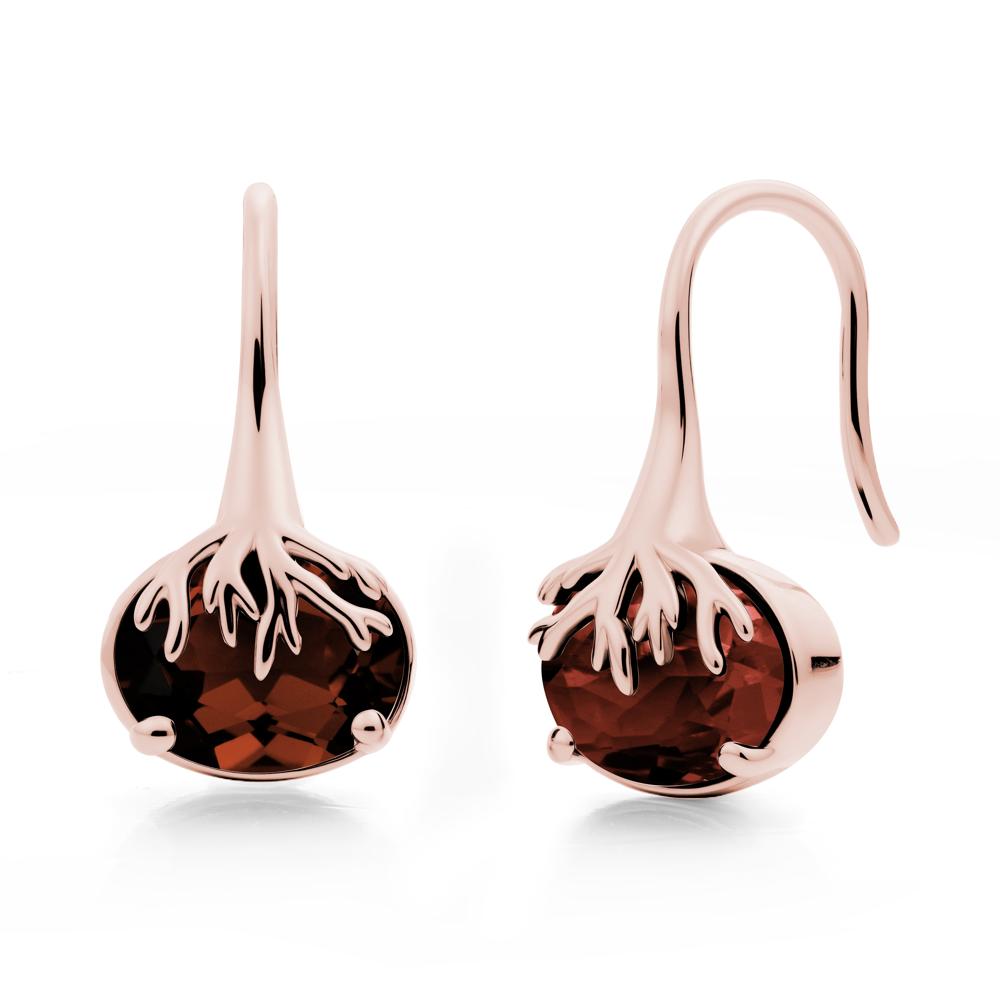 Tree Root Inspired Garnet French Hook Earrings - LUO Jewelry #metal_18k rose gold