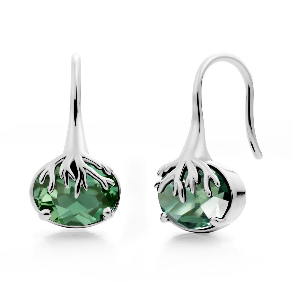 Oval Green Sapphire French Hook Earrings - LUO Jewelry #metal_sterling silver